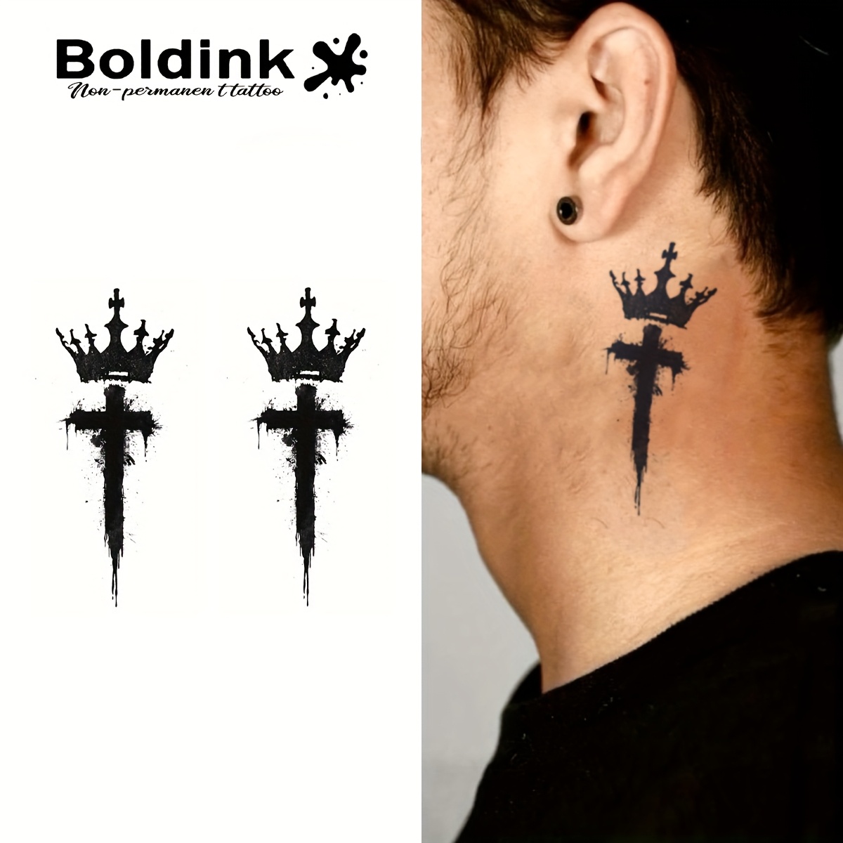 * Non-Permanent Tattoo Technologie * Kruis * * En Realistisch, Beginner  Keuze, Echte * Waterdicht En Eenvoudig Te Gebruiken, Duurt 1-2 *  Interessante Lichaamservaring, image size:1200x1200