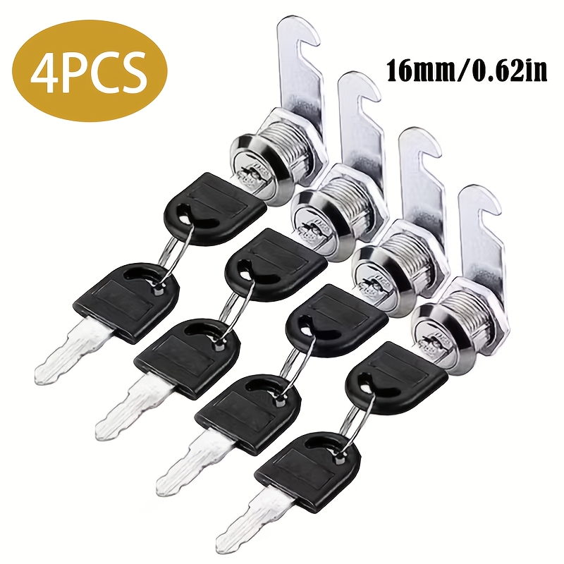 TEMU 4pcs Set, 16/20mm Safety Cam Locks, Suitable For Office Doors, Cabinets, Mailboxes, And Drawer Storage Cabinets, No Power Or Battery Required,