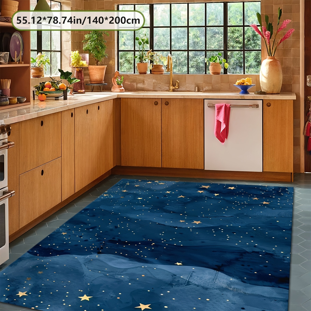 TEMU Zulida Plush Area Mat - 800g/mÂ² Heavyweight Non-slip Machine Washable Mat With Pattern, Multiple Sizes For Living Room Bedroom Indoor/outdoor
