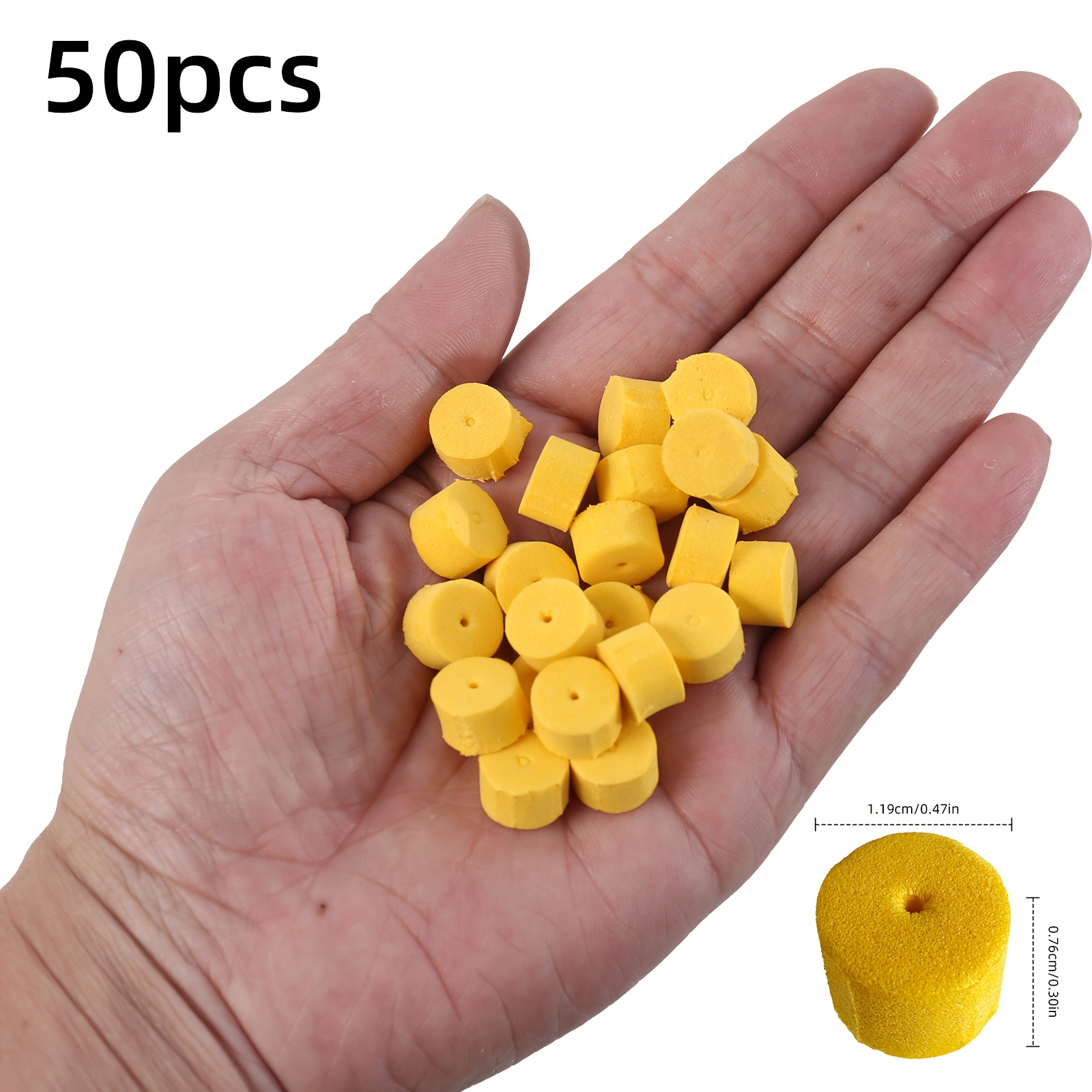 TEMU 50pcs Turiou Eva Foam Beads Float Blocks - Cylindrical Anti-sinking Suitable For European Carp Fishing, Ronnie Rig Floats For Fishing, Saltwater