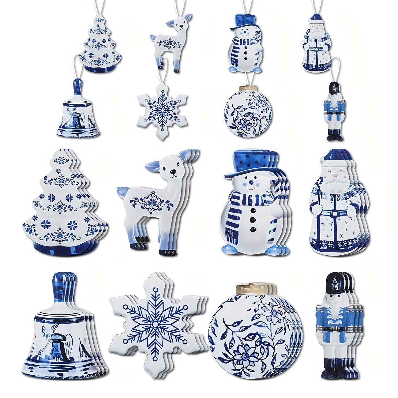 

24pcs Blue & White Porcelain Christmas Ornaments - Chinoiserie Teapot & , Perfect For Tree Decoration And Holiday Party Decor