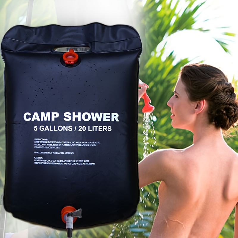 10.57gal Portable Outdoor Camping Shower Bag, PVC Waterproof Bath Bag with Handle, Shower Hose and Drain Valve for Camping, Hiking, Travel