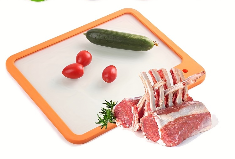 glass chopping board with orange frame kitchen essentials   41cm x 33cm details 0