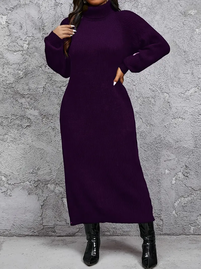 plus size purple sweater dress Plus Size Ionantha Belted Maxi Sweater Dress