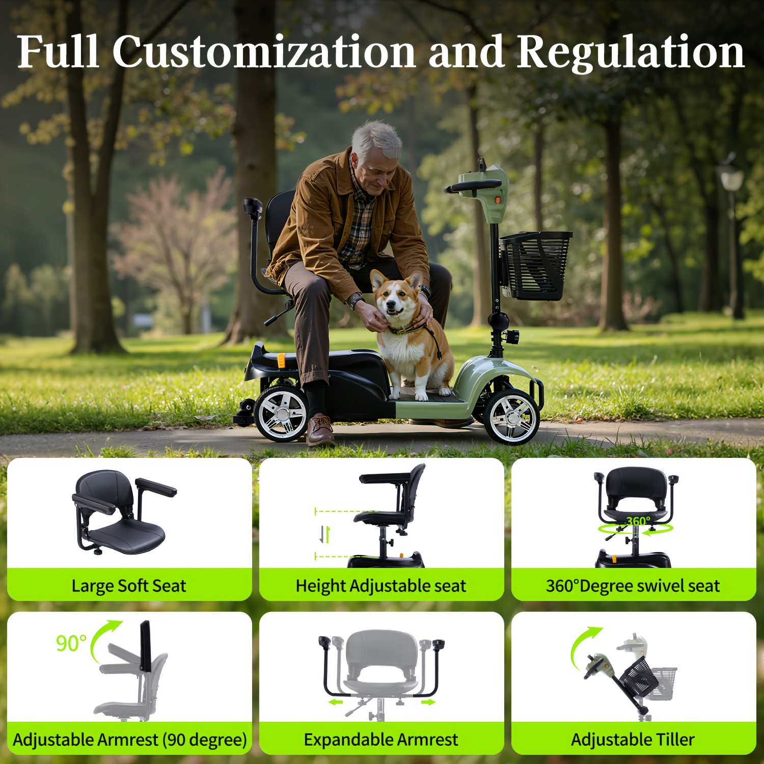 250w foldable electric scooter 24  5ah battery offers a   mile range and   of 5 6 mph it features tires supports 300 lbs and   a charger phone holder and tool kit ideal for senior shopping trips best holiday gift Product details 2