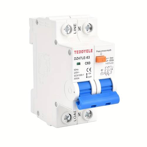 1 pack household leakage circuit breaker air switch 63a 10a 16a 20a 32a 40a with leakage protection main switch short circuit protection 2p automatic trip circuit breaker safety electrical switch