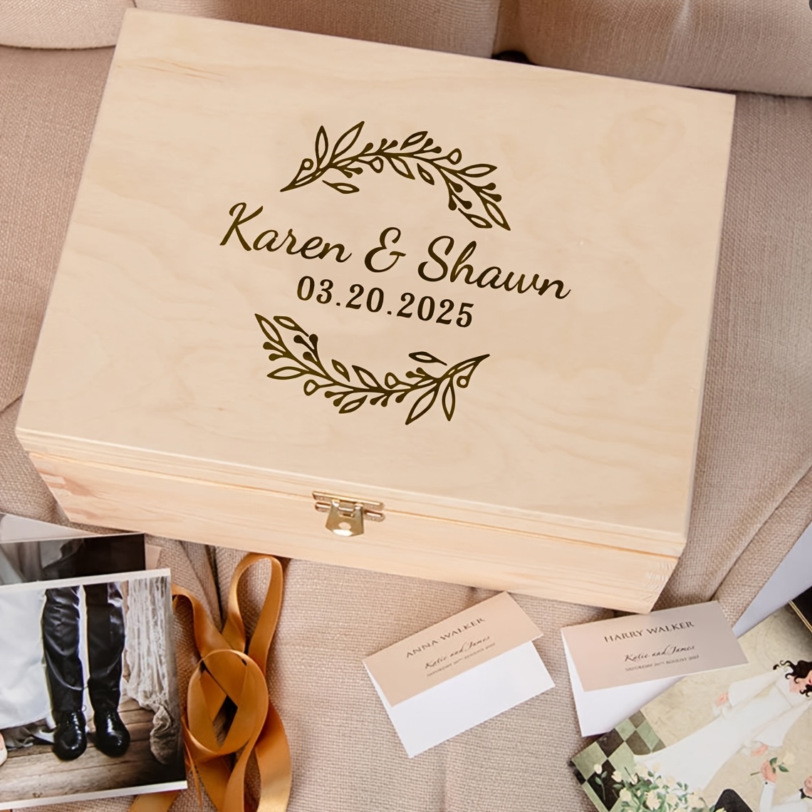 TEMU [Personalizable] de Almacenamiento de Madera, de Organización para el Hogar, de Colección de Recuerdos de Boda con de , y Personalizables, Ideal