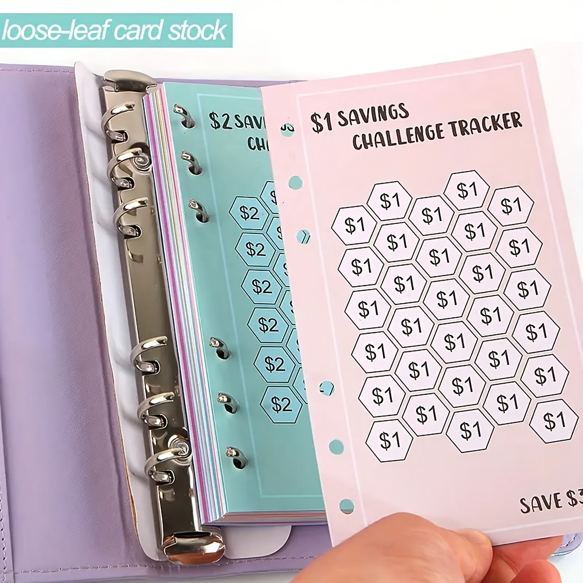 

48 Sheets A6 6-hole Loose-leaf Money Saving Challenge , Dollar Saving Inserts, Paper Budgeting Organizer For Monthly