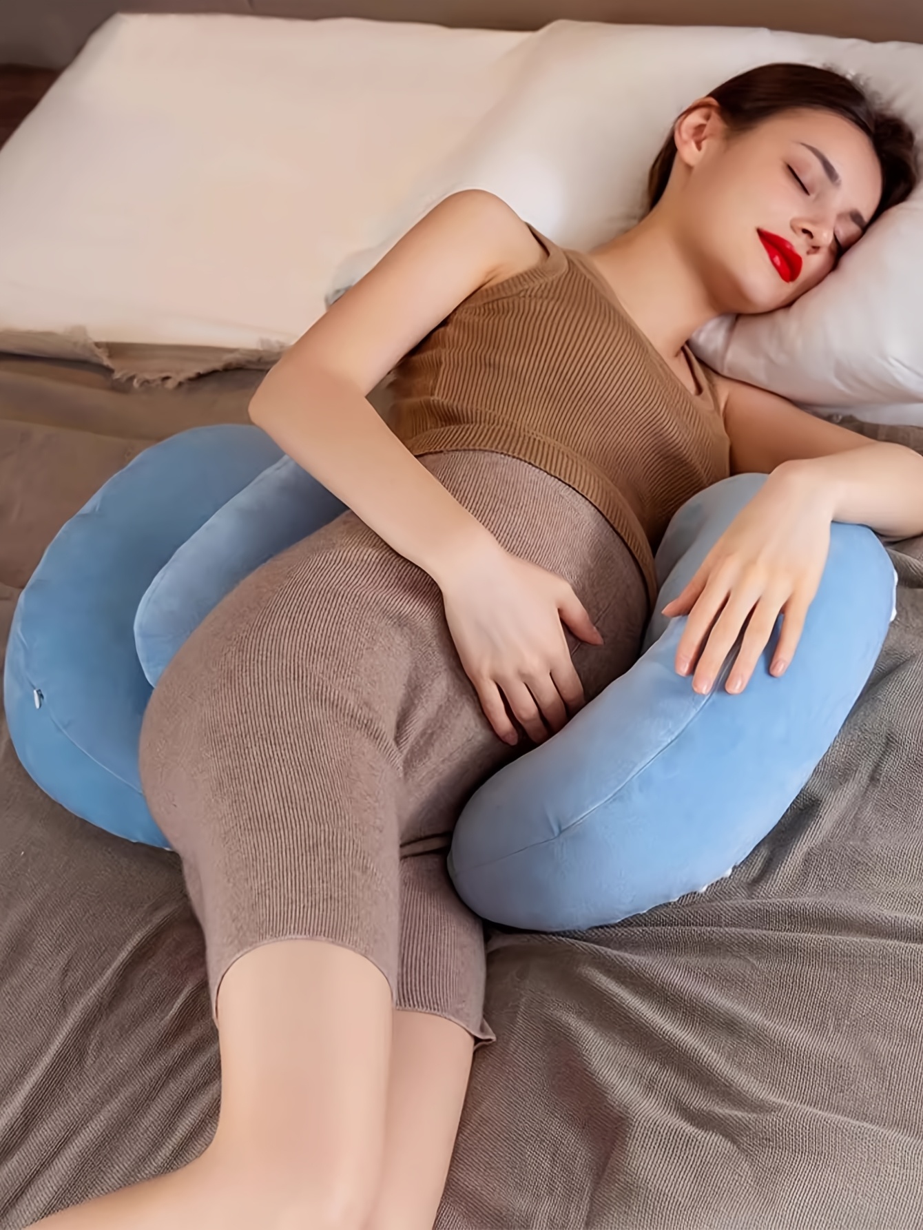 1pc   u shaped maternity pillow adjustable lightweight polyester fiber medium soft back support portable flexible essential pregnancy   accessory details 10