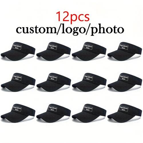 6 10 12pcs customizable adjustable unisex sports visor caps solid color open breathable polyester fabric golf tennis running and outdoor activities