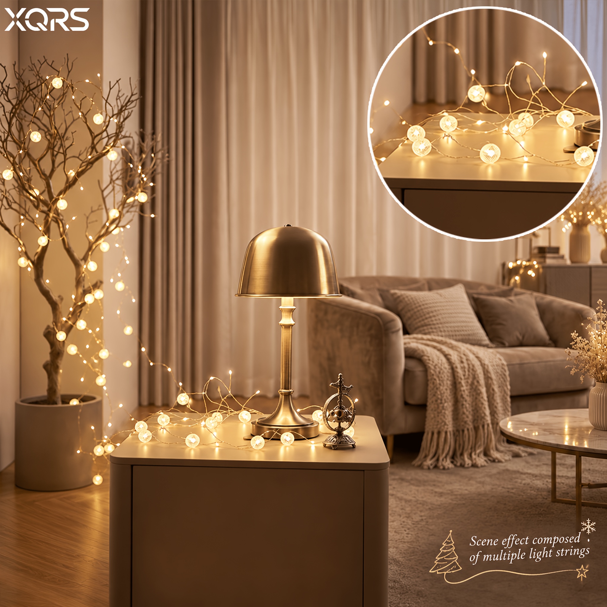 TEMU Gorgeous 200cm/78.74inch 1pc Cm Romantic Crackle-bead Fairy Light String - Perfect For Birthdays, Weddings, Parties, Valentine's Day, Christmas,