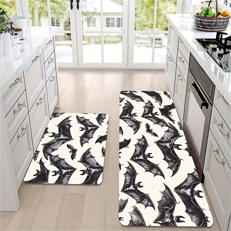 

Spooky Bat-themed Area Rug - Versatile For Gaming Room, Bathroom, Kitchen & More - Machine Washable, Durable Pvc Backing, Perfect For Home Decor