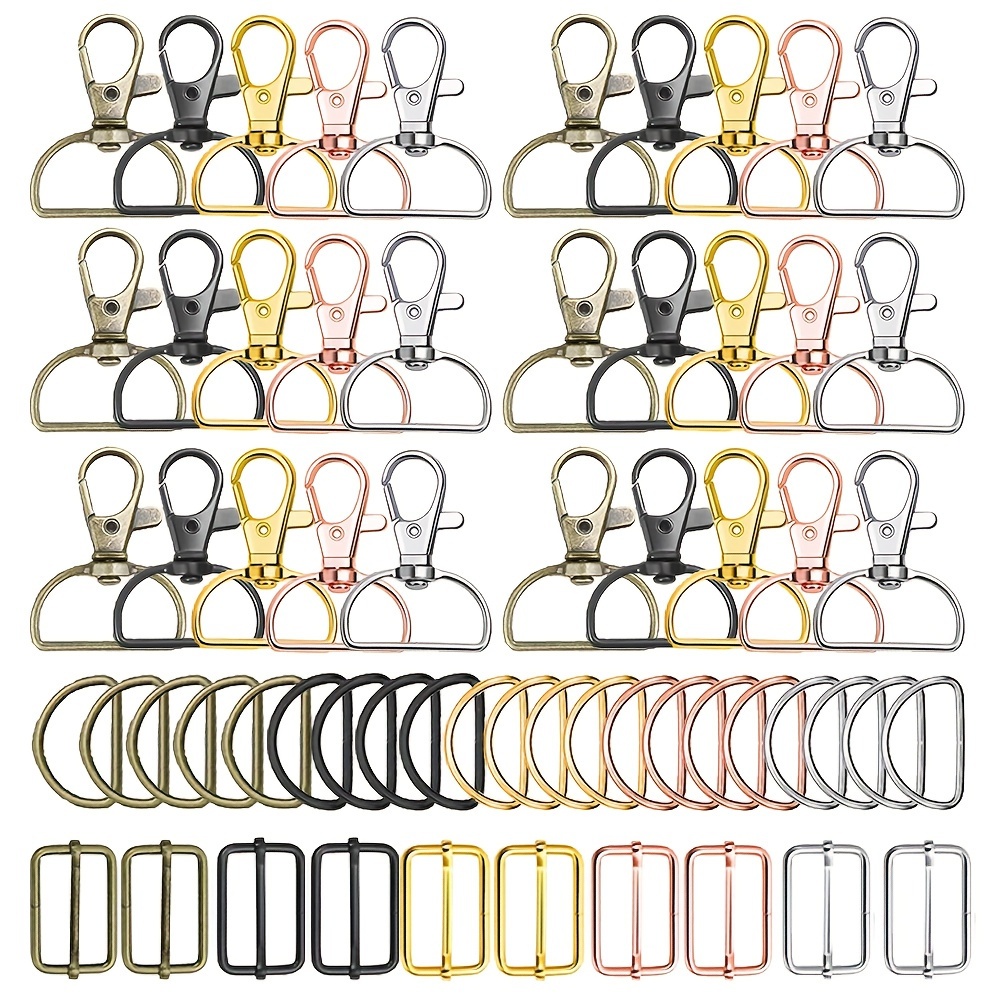 

Christmas Gift 24pcs Metal Keychain Loose Rotating Spring Hook D-shaped Ring And Slide For Handbag Wallet Lanyard And Sewing Projects