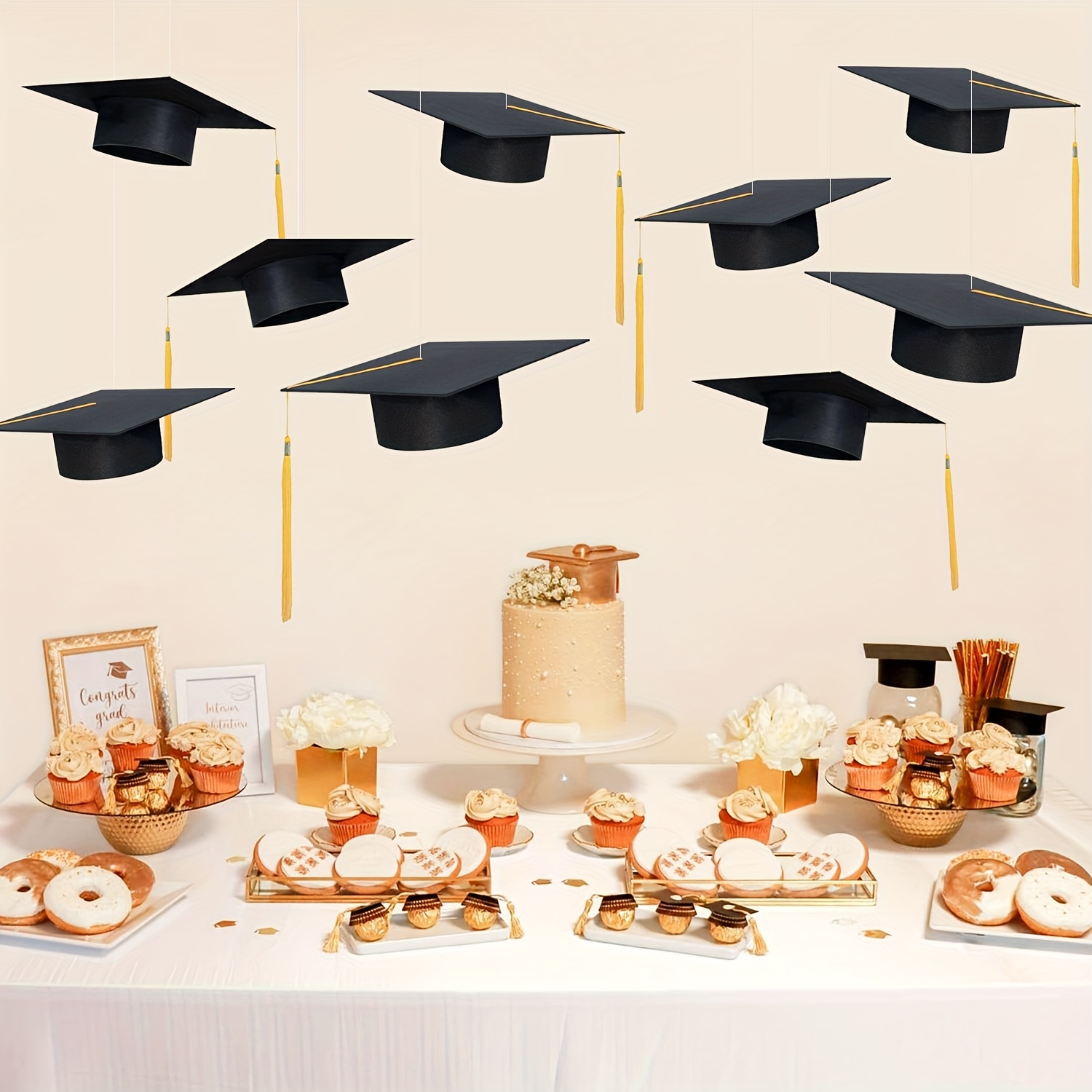 6Pcs Hanging Graduation Caps Decorations, Floating Graduation