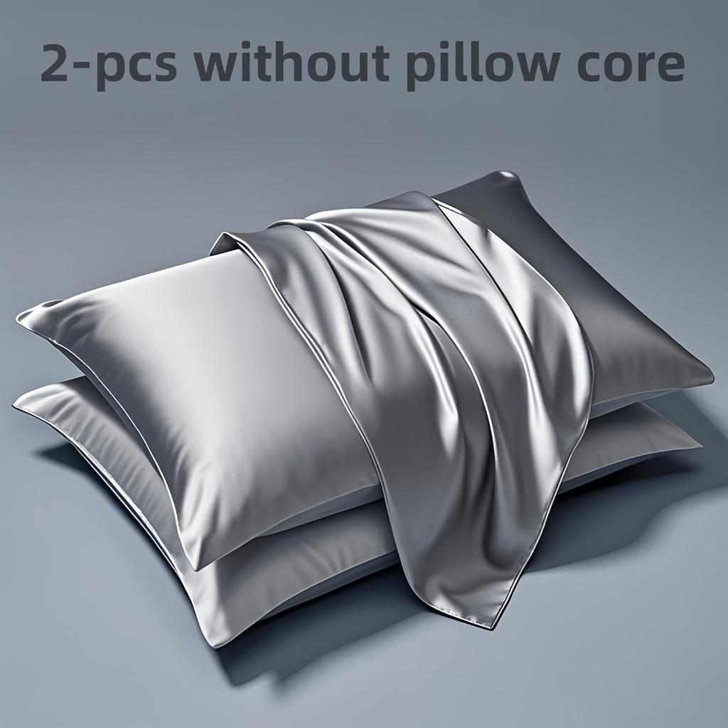 2pcs set satin pillowcases soft breathable smooth polyester covers for   washable