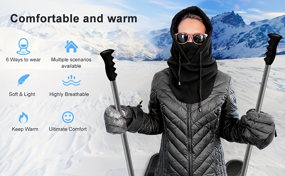 Women's Winter Balaclava with Hood - Windproof, Warm Neck Gaiter for Cycling & Skiing, Fashionable Knit Design details 0