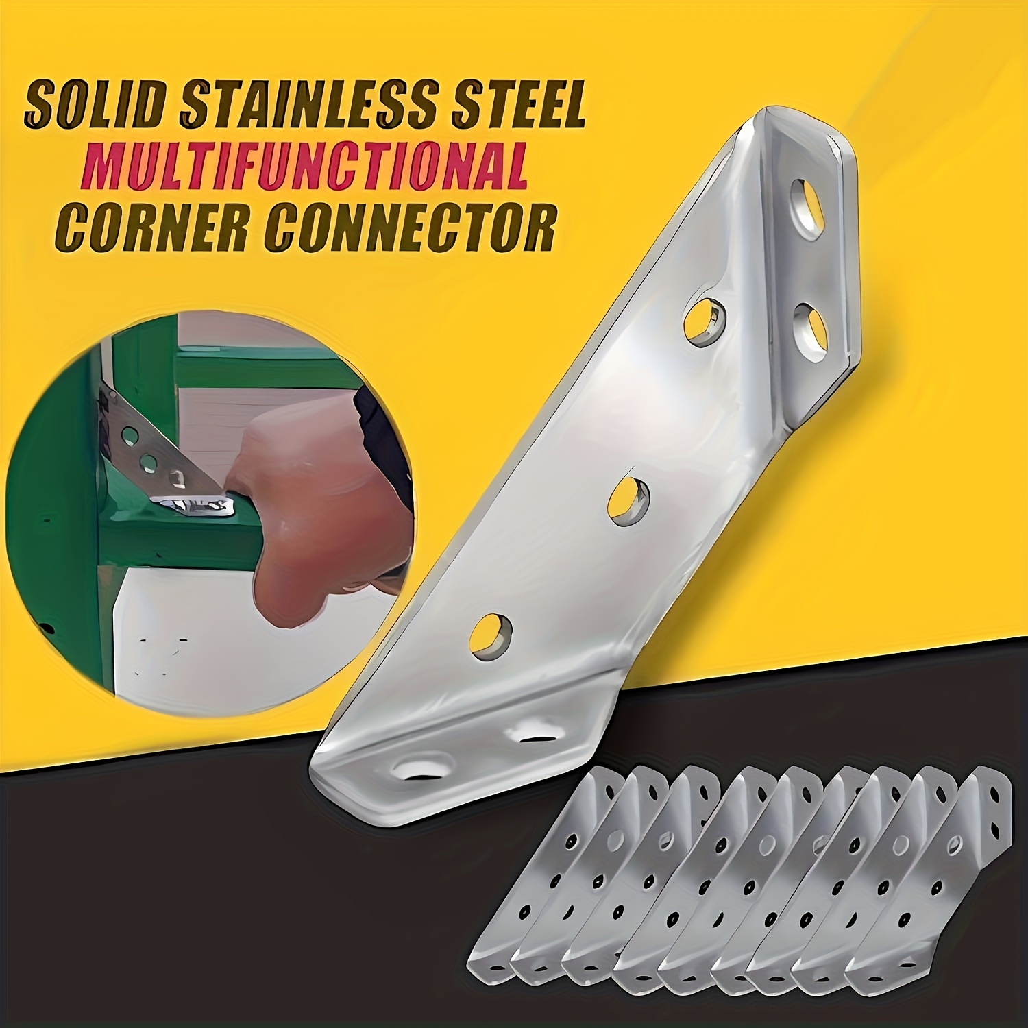 

60pcs Heavy Duty Stainless Steel Furniture Corner Braces - Angle Connectors, Rust-proof & Fade-resistant For Wood Frames