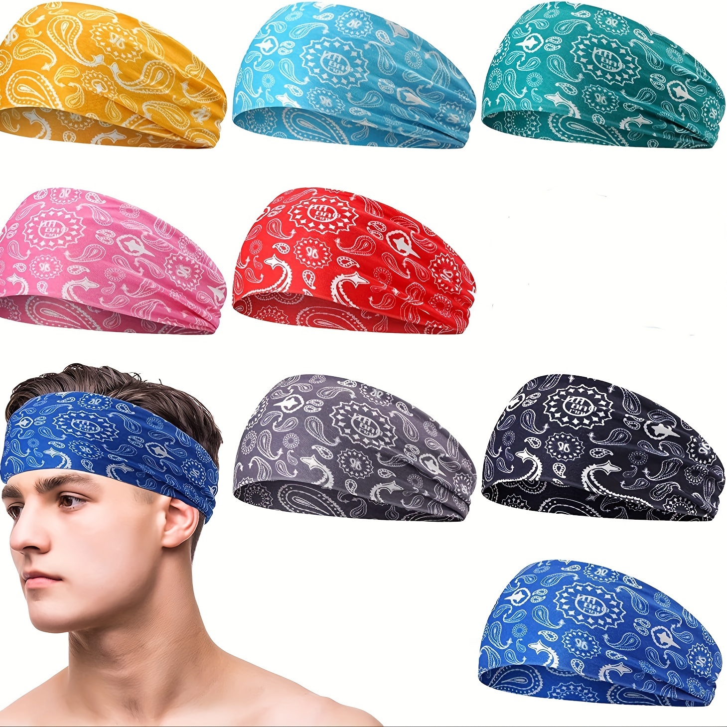 

2pcs Casual Sweat-absorbent And Breathable Running Headband, Yoga Fitness Sweat-wicking Headband, Widened Quick-drying Headscarf