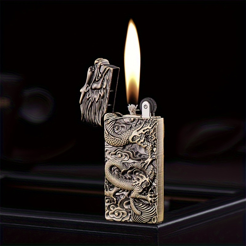 

Embossed Dragon Vintage Metal Kerosene Lighter Grinding Wheel Lighter Gift (no Kerosene)