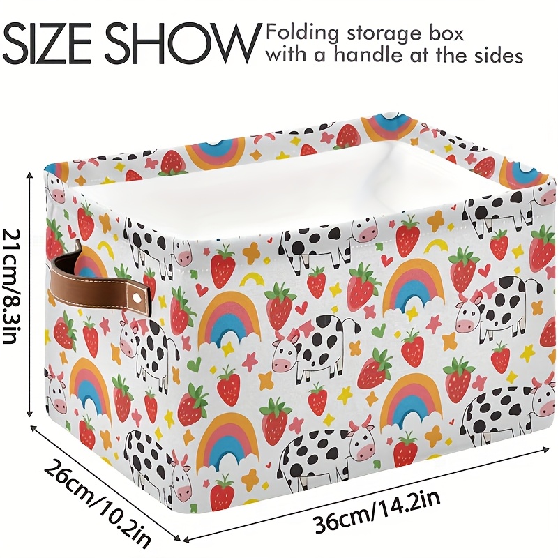 2pcs Kenodo Strawberry Cow Rainbow Foldable Storage Baskets