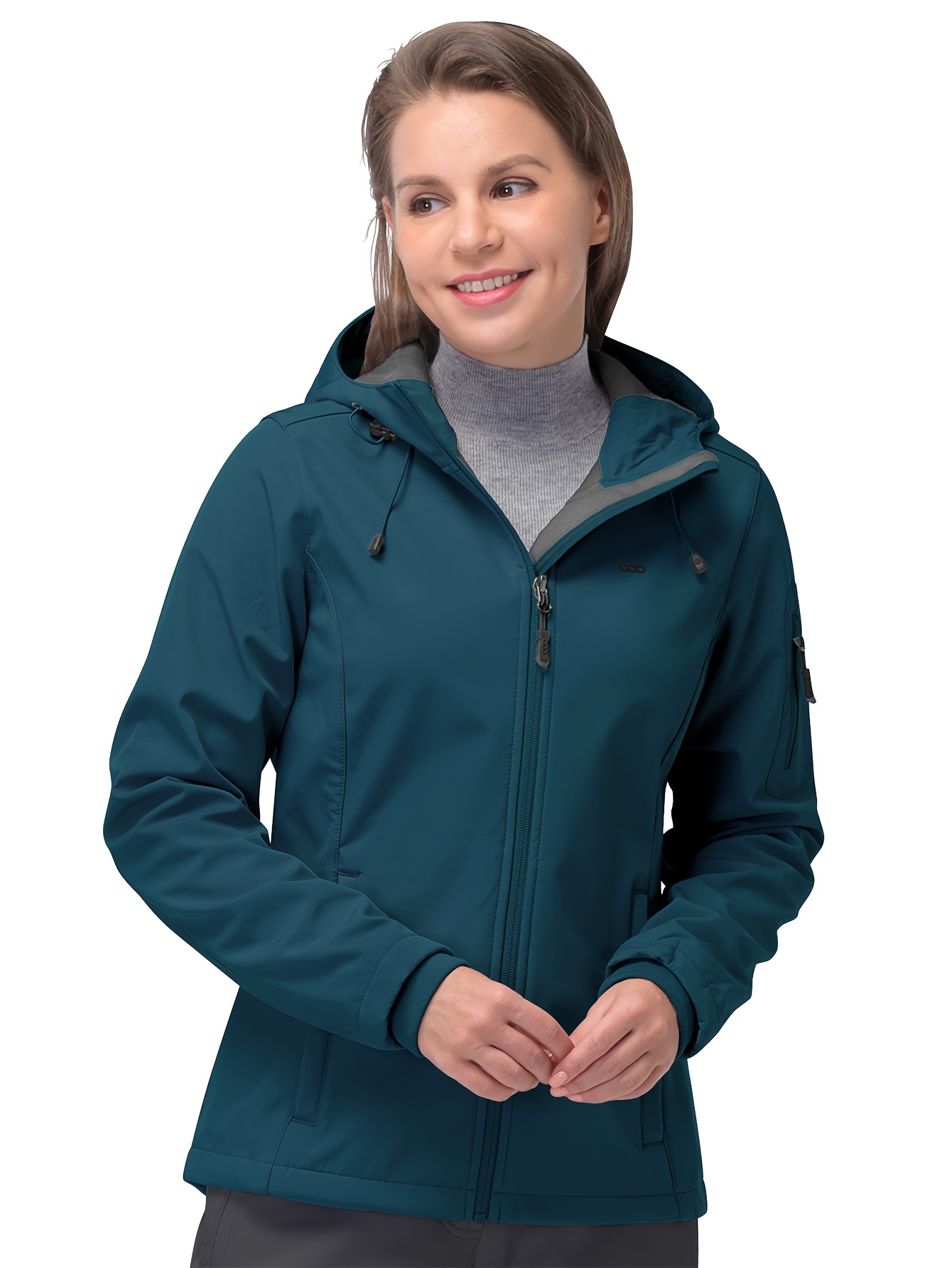 33 000ft womens windproof softshell jacket fleece lined warm hooded coat with zipper lightweight portable for outdoor hiking sports and fall       durable fabric