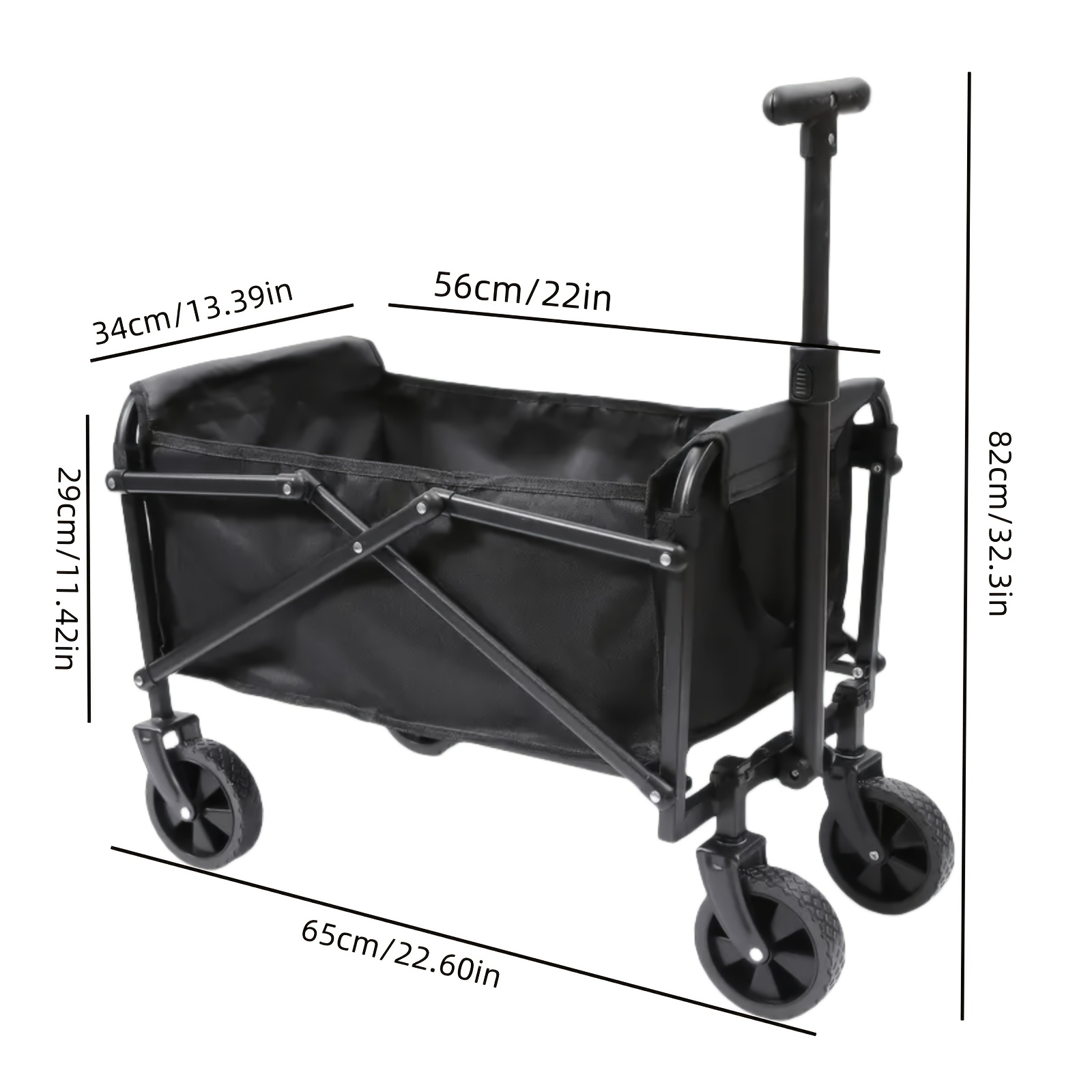 TEMU Compact Folding Camping Cart - Waterproof, Adjustable Large Capacity, Wheels, Heavy-duty Wagon With Extendable Handle - Ideal For , Hiking,