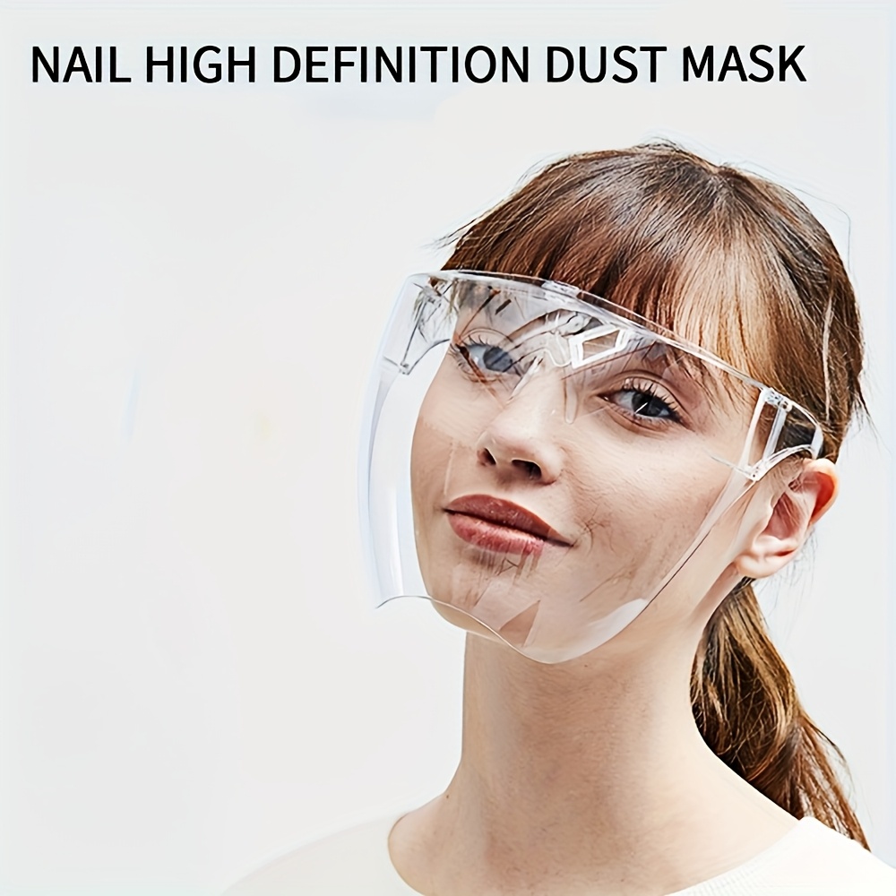 

1pc Nail Salon Face , High Acrylic Full Face Mask, Transparent, Unscented, With Eye Protection, For Manicure & Dust Free , Professional Nail Technician Head Cover Tool