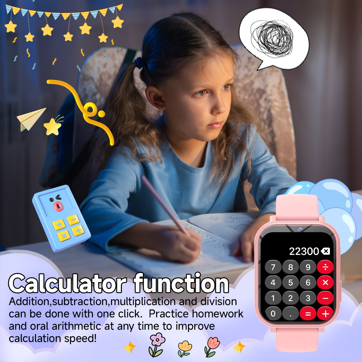 Smartwatch voor Kinderen - Educatief Spelhorloge met 18 Ingebouwde Games, Camera, Video-opname, Muziekafspelen, Stappenteller, Wekker, Zaklampje – Het Perfecte Cadeau voor Tieners en Kinderen, Leuk Lerend Gadget, Activiteiten Tracker Voor Kids, Kleurrijk Horloge Verwarmd Draagcomfort Stevige Constructie Multifunctionele Accessoire Schoolleeftijd