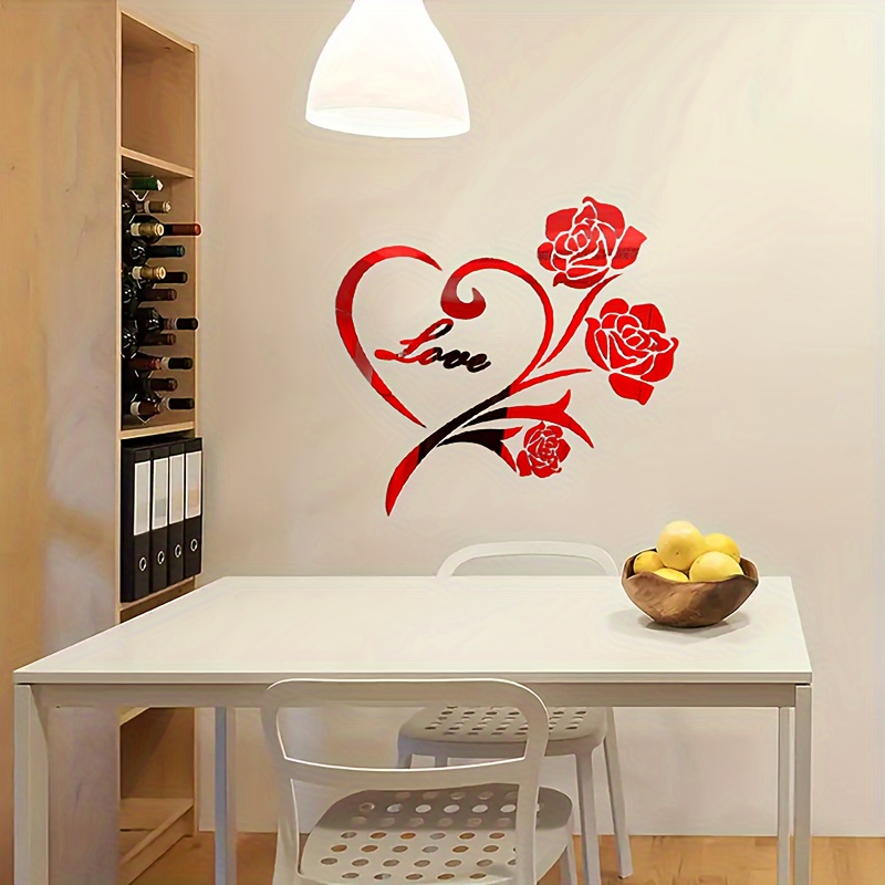 3Dアクリルの愛のバラのフォトフレーム 立体壁ステッカー リビングルームのソファやテレビに貼る壁ステッカー バレンタイン - Temu Japan