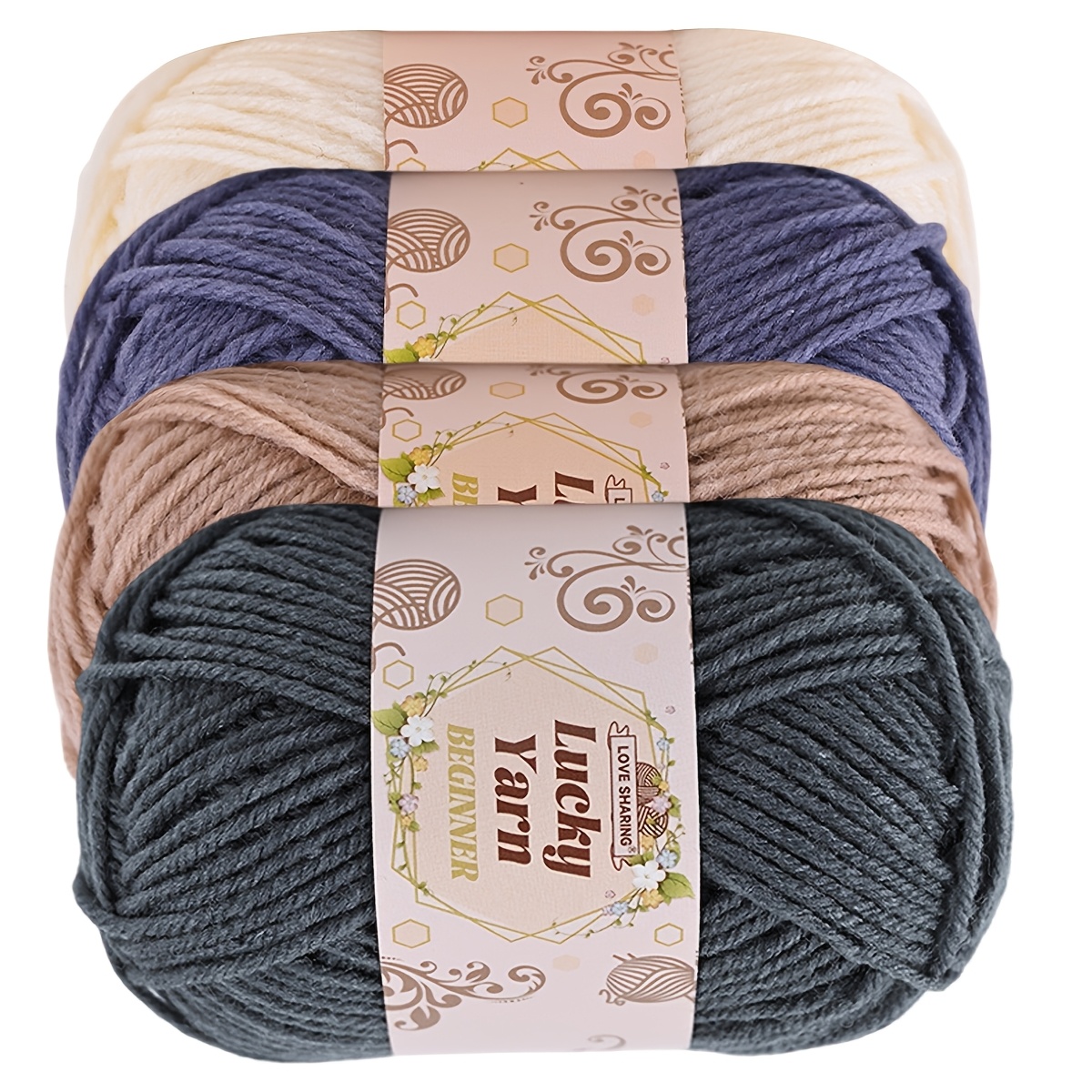 TEMU 4pcs 4-ply Multicolor Knitted Set For Beginners, Hand-knitted Doll Hair Clips And Scarves, Soft, Skin-friendly, Non-shedding, Crochet And