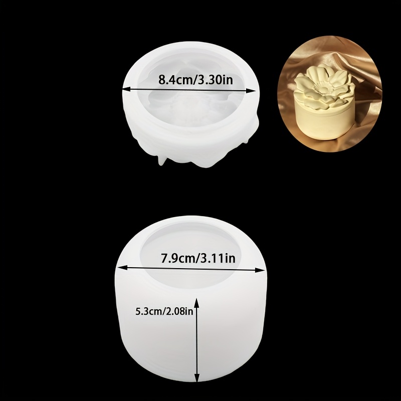 TEMU Resin Mould Flower Round Storage Jar Silicone Mould Candle Cup Mould Diy Handmade Flower Pot Plaster Concrete Mould Resin Craft Casting Mould