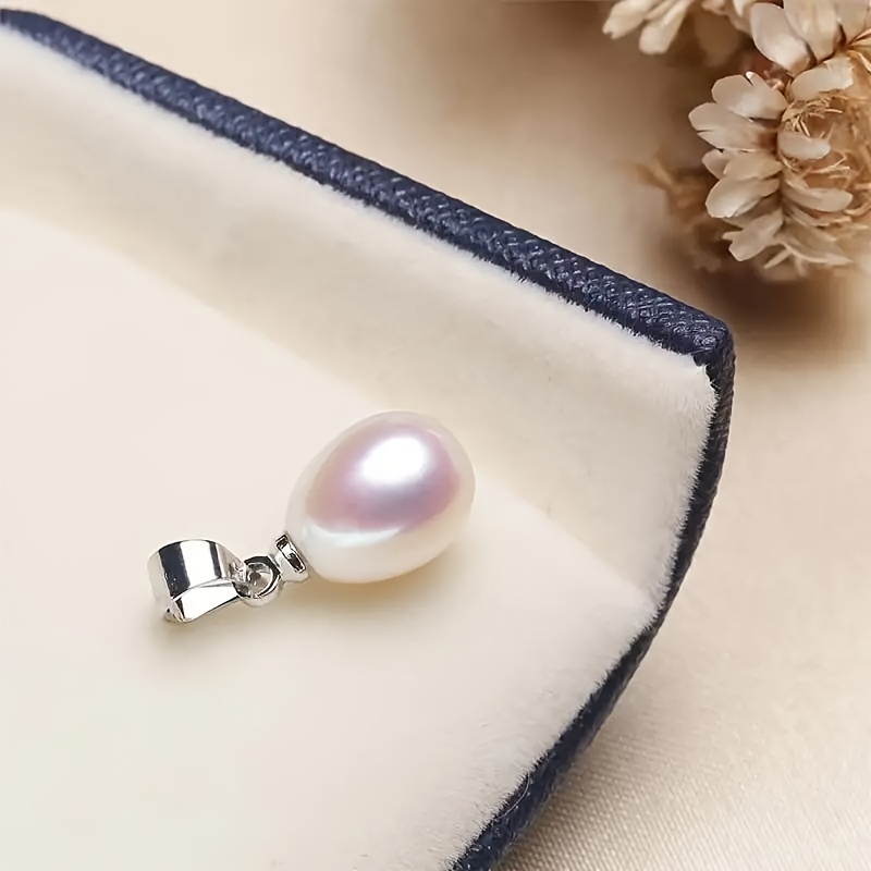 

1pc Natural Freshwater Pearl Pendant With 925 Sterling Silver Buckles - Perfect For Diy Jewelry Making