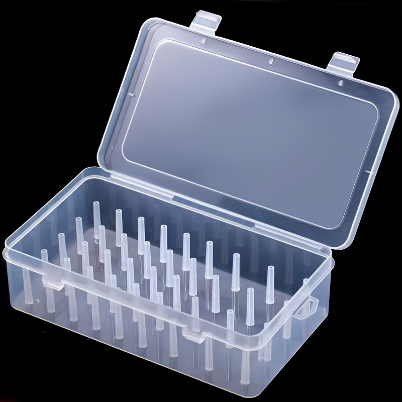 TEMU 1pc/42-grid Sewing Supplies Organizer, Lid-included Transparent Pp Material Plastic Storage Box, Suitable For Thread, Yarn, Pins, Bobbins And