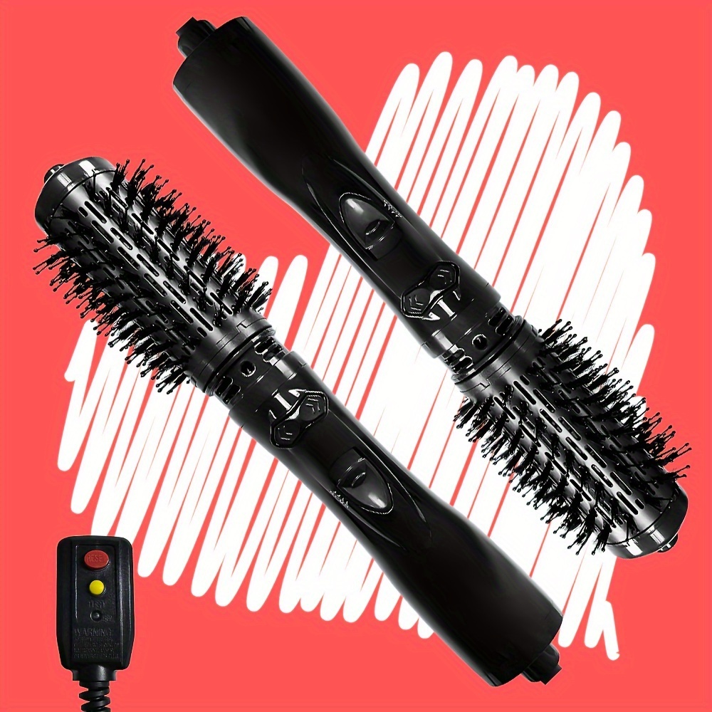 

2-in-1 Hair Dryer Brush With Removable Hot Heads In Dual Sizes, Auto-rotating For Drying, Styling, Straightening, & Curling – Your Home Into A Professional Salon! Black