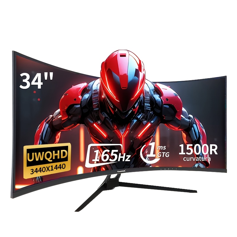 Gawfolk Monitor 34-inch Uwqhd 3440x1440p,soccer Tournament Display 1500r Ultra-wide Pc Screen 165hz, Curved Computer Screen, Va Screen Panel, Displayport+hdtv, Vesa 75*75mm, Sports Monitor, Screen