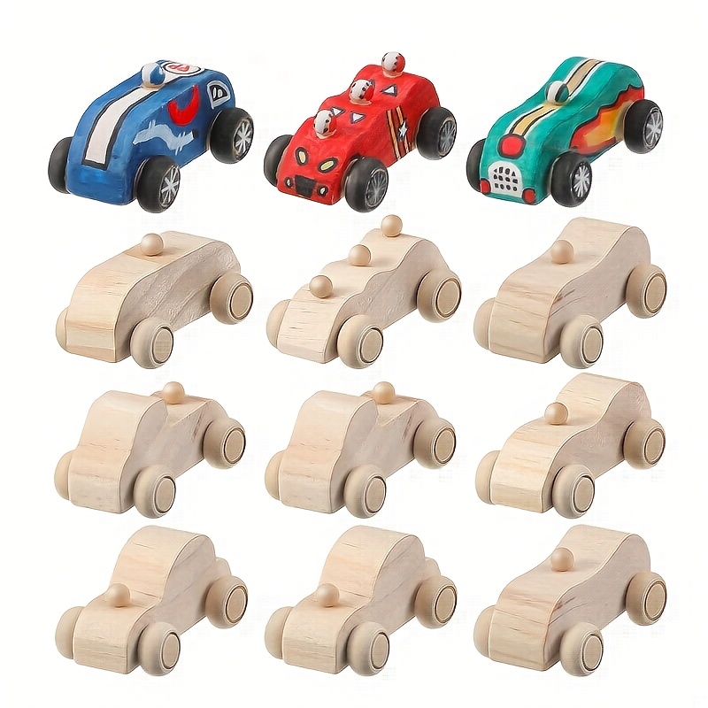 10pcs DIY Wooden Cars - Unfinished Wood Craft Kits for Students, Family Activities, Christmas School Projects, Simple Woodworking and   Sets, Wood Crafts|Vibrant Designs|Durable Wood