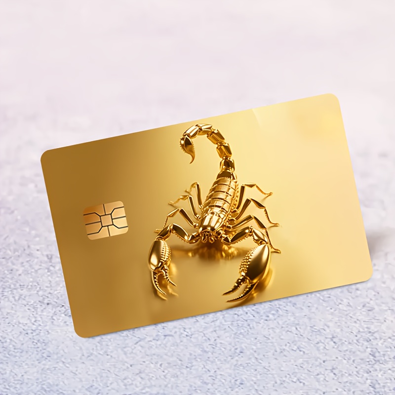 Metallic Scorpion Pattern Credit Card Sticker - Durable PVC, Non-Braided, Simple Style for Men's Fashion Accessories, Ideal for Bank Cards, Debit Cards, and Room Key Cards, Stylish Card Accessory|Bold Design|Durable PVC Material, Scorpion Decor
