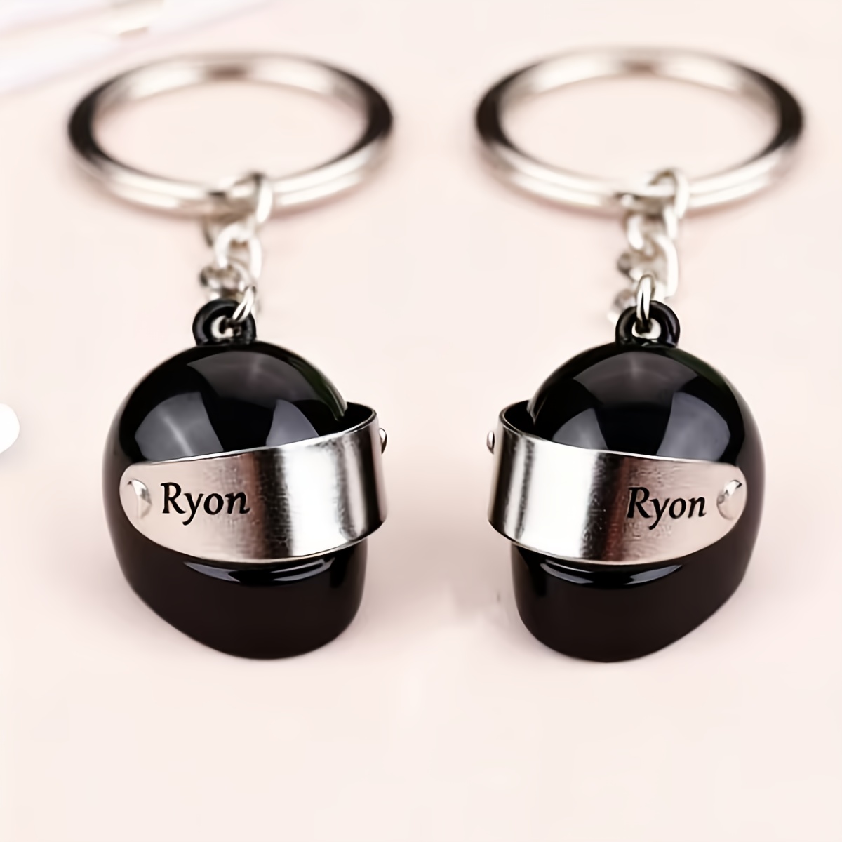 TEMU 2 Personalized Keychains, Engraved With Names And Letters, Made Of Stainless Steel In A Motorcycle Shape. Stylish -shaped Keychains Used As
