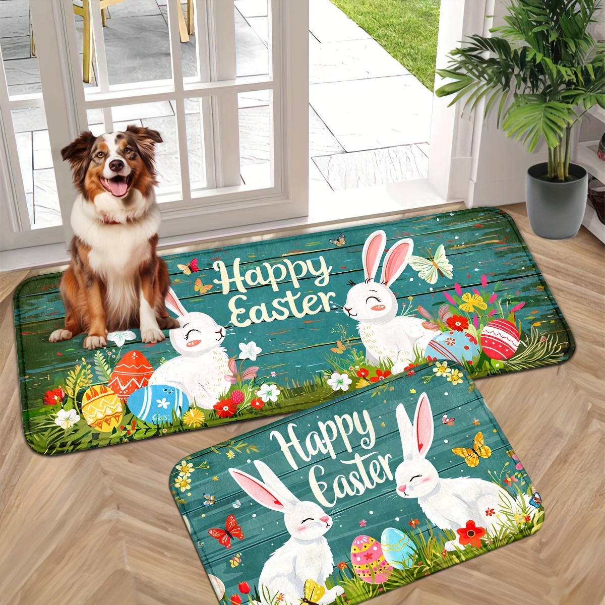 

Easter Bunny Welcome Mats - Machine Washable, Non-slip, Suitable For Kitchen, Laundry Room, Bathroom, And More