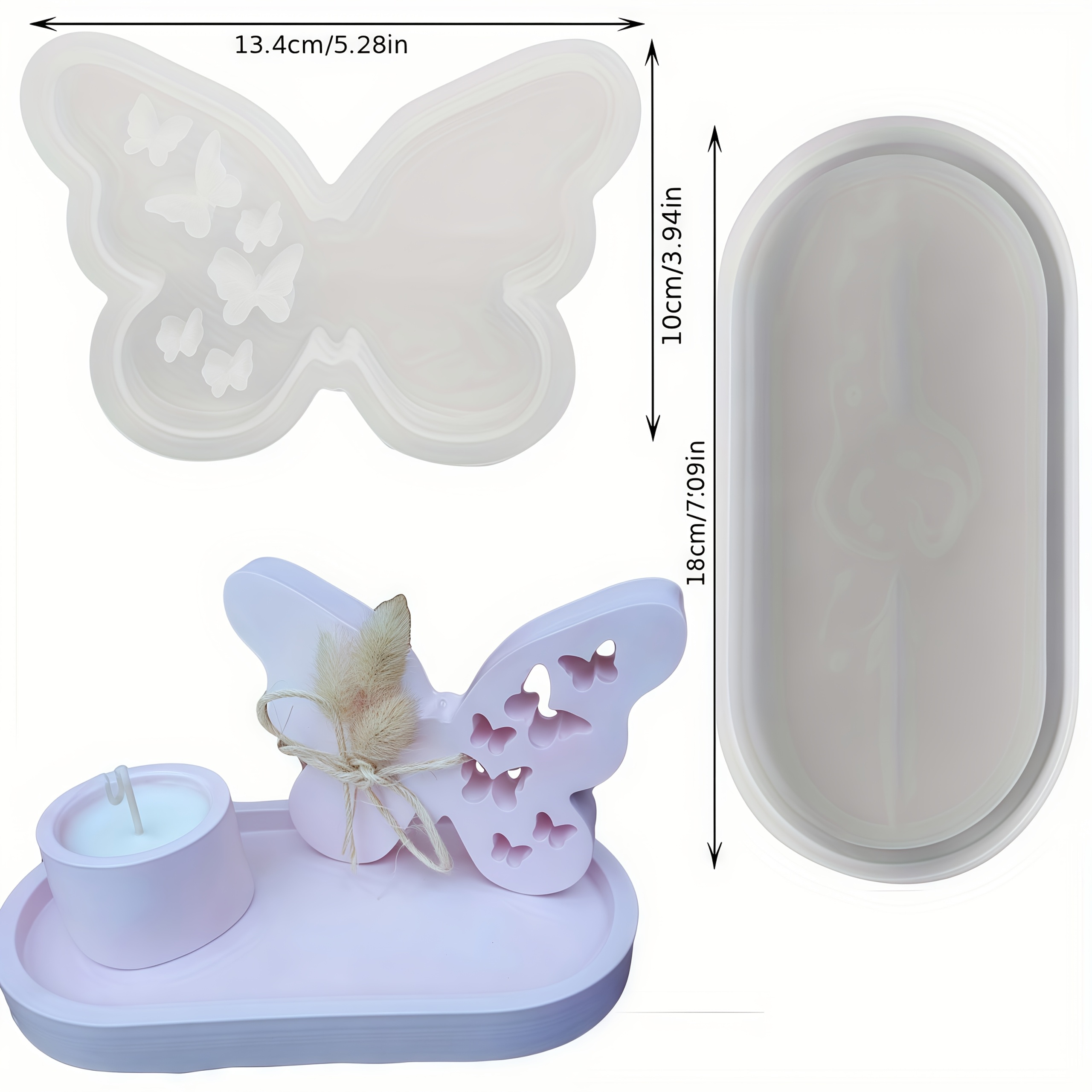 Image of 2pcs Silicone Mold Set, And Oval Tray Silicone Molds For Crafts, Decorative Silicone Molds, Suitable For Diy Resin Plaster Clay Art Projects, Home Decoration, Party Decorations, Wedding Ornaments
