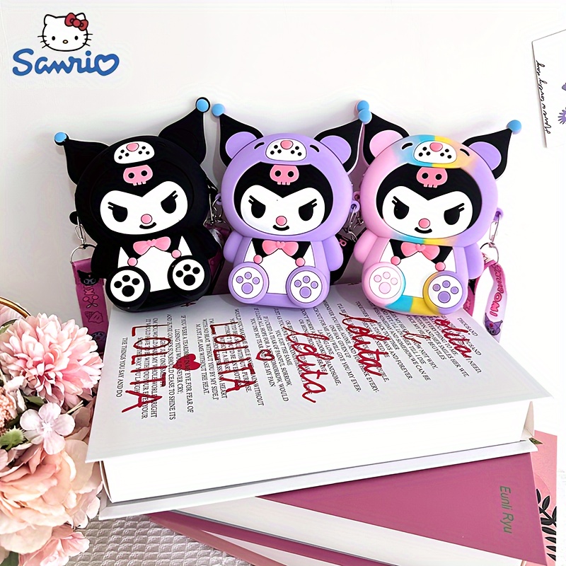 

1pc Authorized Cute Cartoon Silicone Coin Purse, Kuromi Style Mini Storage Pouch, Portable 0 Wallet With Keychain For Outdoors, 5.9 X 4.3 Inches