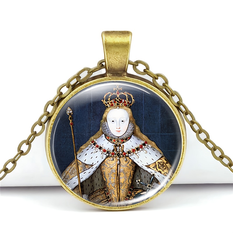 Classic Chain Necklace with Queen Badge