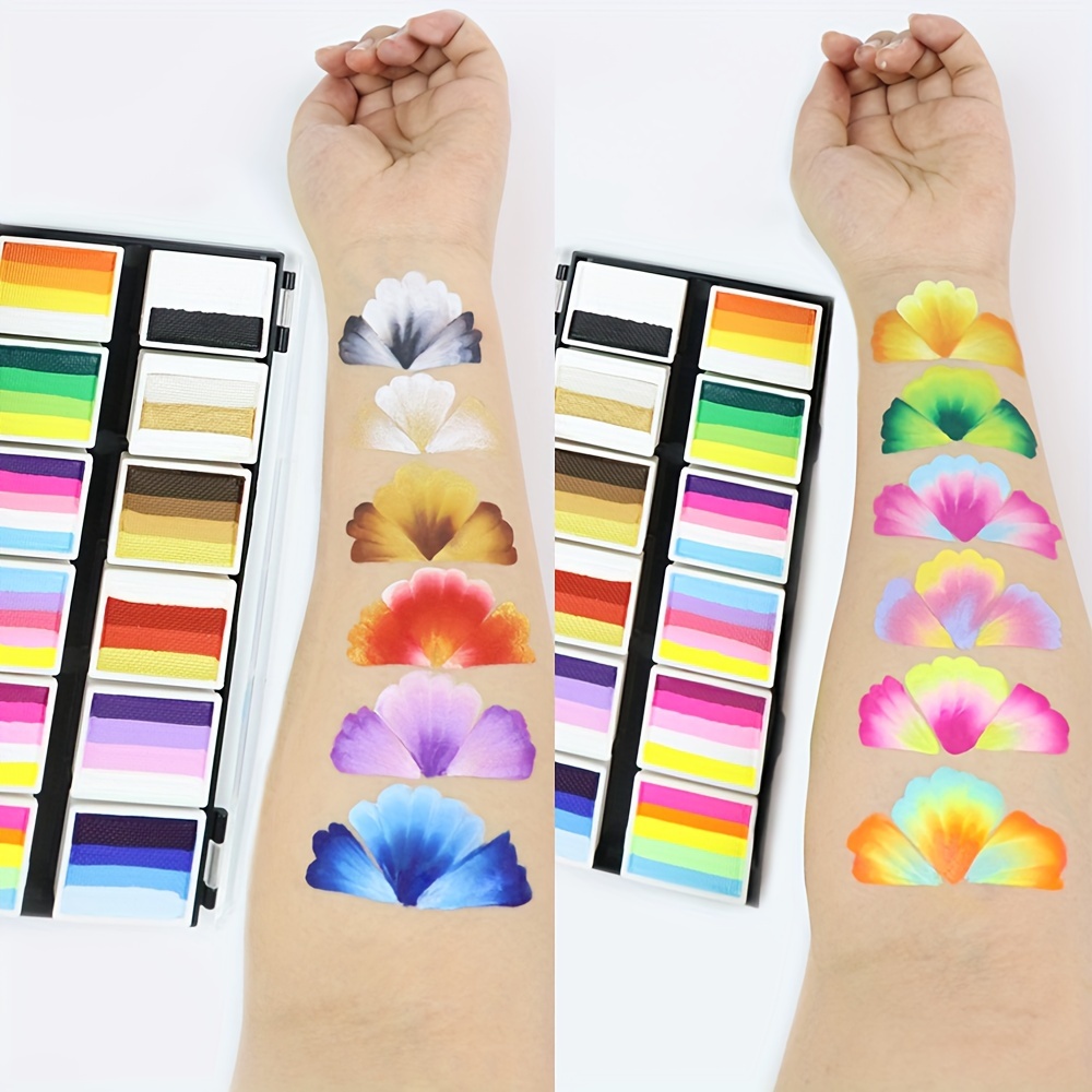   face body paint kit non toxic     application with stencils for halloween christmas makeup rainbow unicorn  