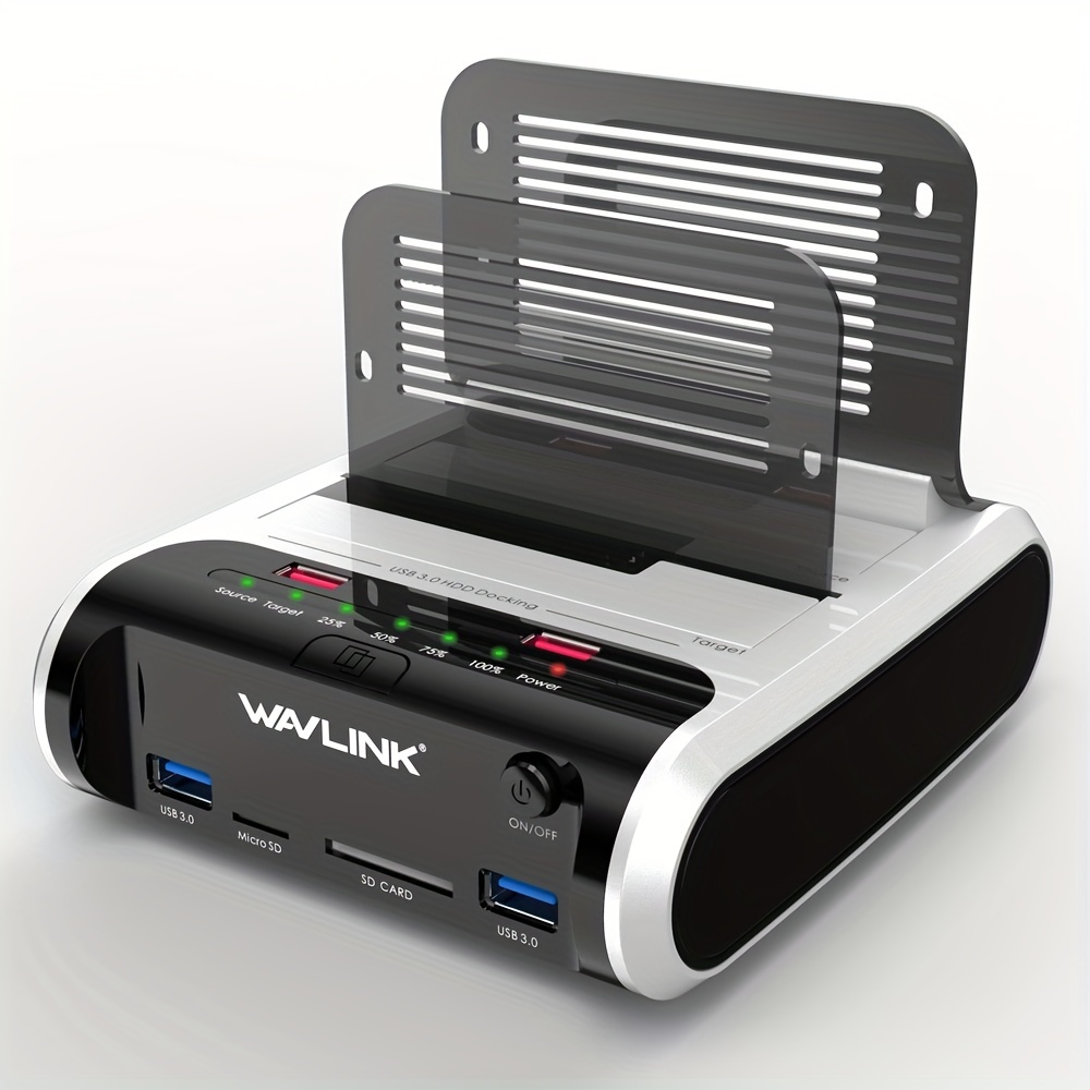 

Wavlink Usb 3.0 To Sata Dual Bay External Hard Drive Docking Station For 2.5" & 3.5" Sata I/ii/iii Hdd/ssd With Offline Clone And Fast Charging , Tf/ [ Supports Uasp & Up To 2 X 16tb]