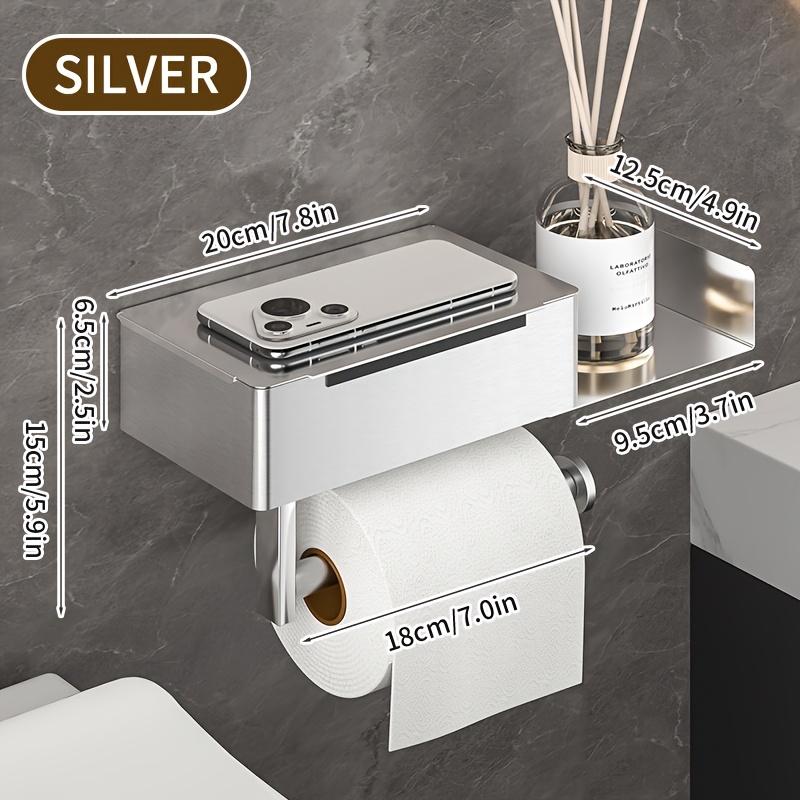 1pc Wall-mounted Toilet Paper Holder - Storage Organizer, Durable Painted Plastic, Space- Design For Home & Hotel Use, Toilet Storage Rack, Sleek Plastic Finish, Sturdy Construction