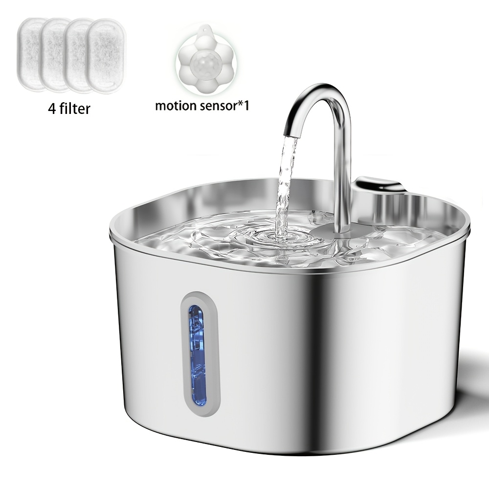 Cat Water Fountain: Stainless Steel Pet Water Fountain Indoor Metal Cat/dog Drinking Bowl Faucet Bottle Water Feeder 2.2l/74oz Operation Water Dispenser Pump With Filter