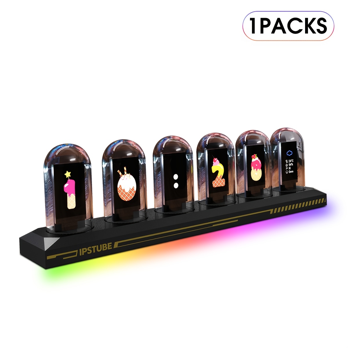 Mexllex Weather Monitoring Alarm Clock Featuring App Control, An Ips Color Rgb Screen, And Electronic . It Supports Wi-fi Time Calibration, 3 Lighting , And Has A 12/24 Hour Display