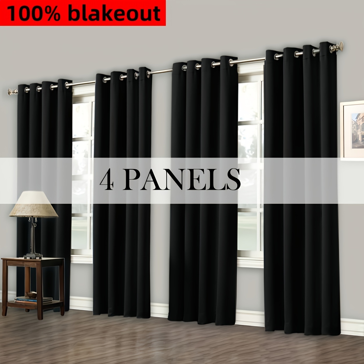 4  set easy blackout curtains with film covering and rope loops suitable for bedrooms   living rooms and dining rooms as blackout and sun protection curtains