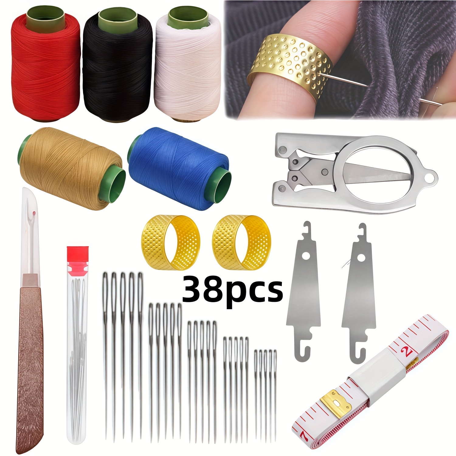 Image of 38pcs Sewing Tool Kit, Kit, Manual Repair Tool, Embroidery Tool Kit, Sewing Needle Kit, Diy Craft Kit For Beginners