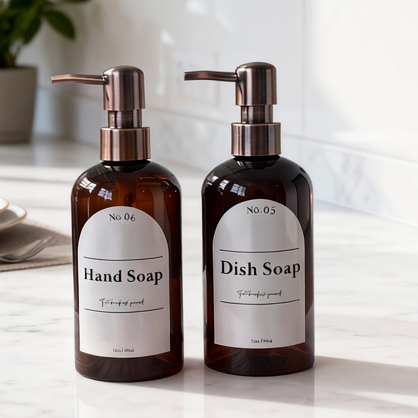 TEMU 2pcs Set 500ml Retro Style Bathroom Kitchen Hand Soap Liquid Dispenser Refill Bottle Press-type